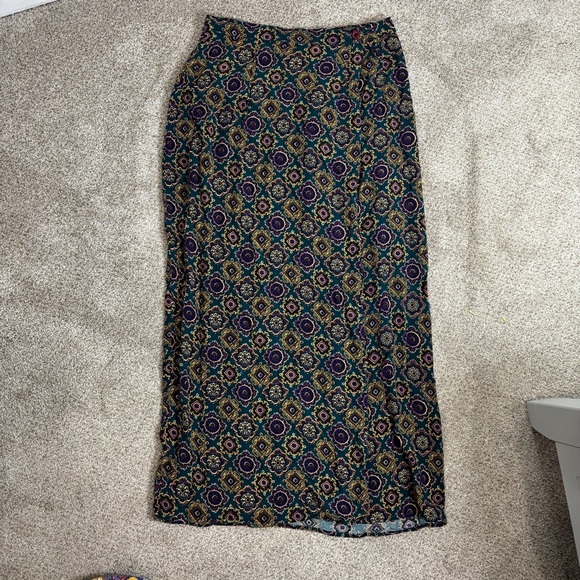 Melrose Studio Maxi Skirt Vintage Side Button Closure Size 12 Paisley Geometric - Picture 1 of 7